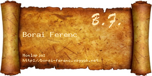 Borai Ferenc névjegykártya